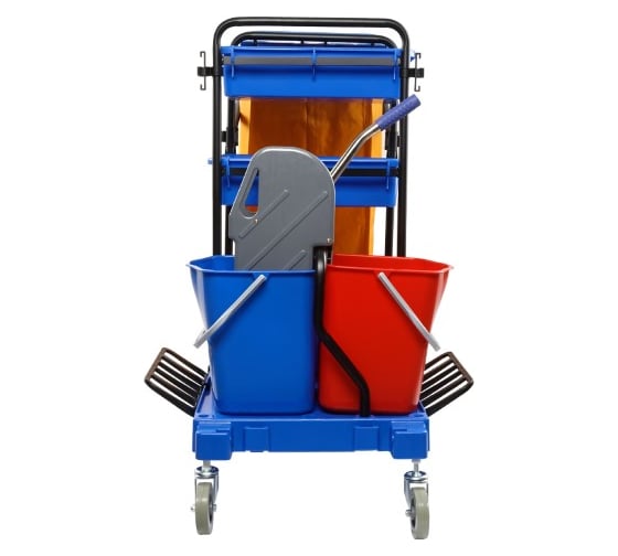 Уборочная тележка OfficeClean Professional ведра 2x20 л 2x11 л, отжим, держатель для мешка, мешок, 2 поддона 265255/AF08173