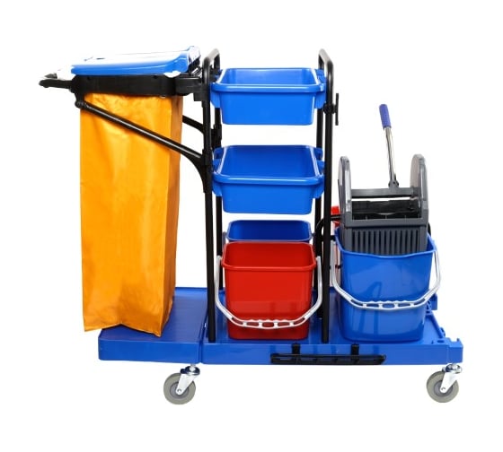 Уборочная тележка OfficeClean Professional ведра 2x20 л 2x11 л, отжим, держатель для мешка, мешок, 2 поддона 265255/AF08173