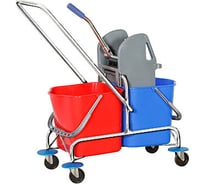 Хромированная уборочная тележка AFC-GROUP 2x25 л с механическим отжимом 02.112