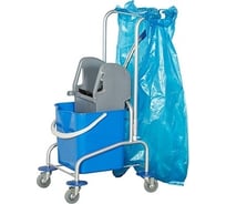 Одноведерная уборочная тележка AFC-GROUP из алюминия, ведро 25 л с механическим отжимом, мешок 02.116