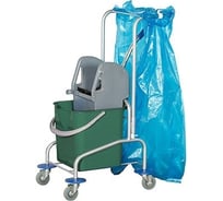 Одноведерная уборочная тележка AFC-GROUP из алюминия, ведро 25 литров с механическим отжимом, мешок 02.116Eco