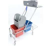 Тележка уборочная ACG БЕЗ ЛОГО 2x16л, с отжимом, держателем мешка, с поддоном, корзиной, пластик, база хром, комплект 2шт 1029956