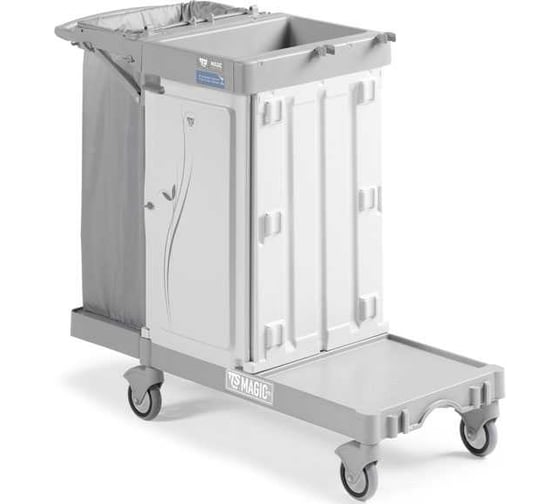 Тележка для отелей TTS MAGIC HOTEL 830 SAFETY складной держатель мешка 120л, съемная дверца с замком, 2 держателя для шланга пылесоса, колеса 125 мм MH830S0T0V00 1