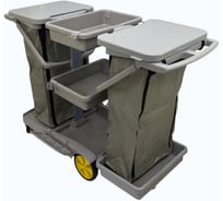 Тележка гостиничная многофункциональная ACG база пластик серый, 2 мешка с крышками, 3 лотка 1030108