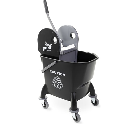 Ведро на колесах Proff Comfort 25л, пластик, с отжимом, черное 520242