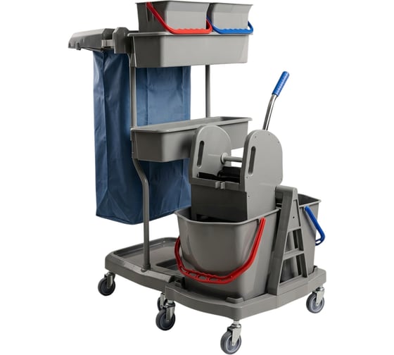 Тележка многофункциональная Proff Comfort ведра 2х18л и 2х11,5л с двумя лотками 520642