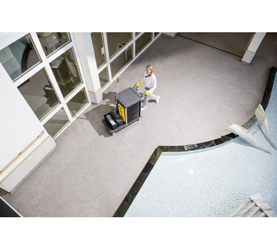 Тележка KARCHER FlexoMate ExpertPro 100/ W комплект: колесная база, 2 ведра 15 л, вертикальный отжим, 4 ведра 6 л, 1 полка, 1 ящик 16 л 1.321-007.0