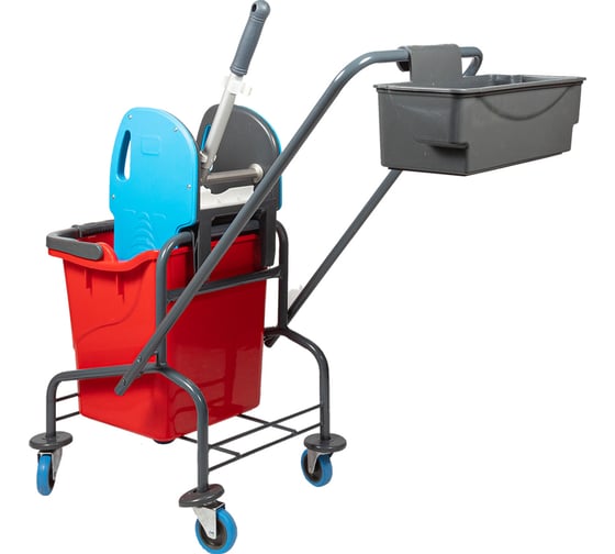 Одноведерная тележка Uctem-Plas металлическая, с отжимом 25 л, с корзинкой под химию KNP172 TK722 1