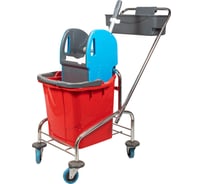 Тележка Uctem-Plas одноведерная, хромированная сталь, с отжимом, 25 л, с корзинкой под химию ТК720 28566206