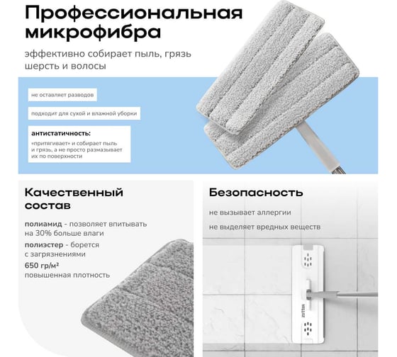 Насадка для швабры из микрофибры Zetter Premium L/XL 2 шт ZIP-HOME-0322-18