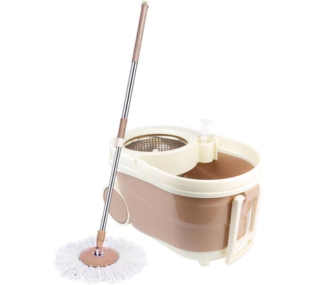 Набор для уборки LAIMA,ведро 19 л/9 л с отжимом на колесах, швабра с круглой насадкой, 603621