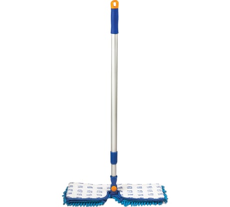 Швабра LAIMA двусторонняя 40 см, алюминиевый телескопический черенок 130 см,микрофибра 601465