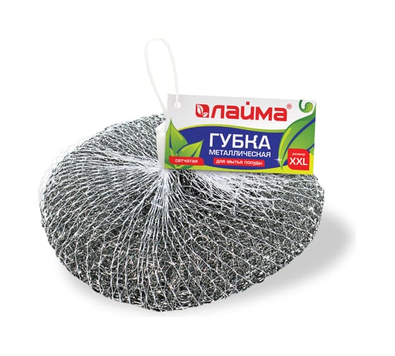Губка LAIMA для посуды металлическая,большая,сетчатая, 100 г, 603106