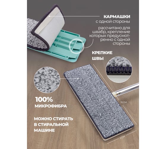 Сменная накладка из микрофибры WMC TOOLS для швабры wmc-12 (3 шт/к-т) WMC-mop12-3pcs(56652)