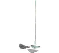 Поворотная швабра WMC TOOLS с разборной ручкой, треугольная, для влажной/сухой уборки, в комплекте со сменной насадкой+водосгон (25x21x21 см, l-115 см) WMC-07(51799)