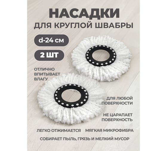 Сменная накладка из микрофибры WMC TOOLS для швабры WMC-19 (2 шт/к-т) WMC-mop19-2pcs(57317)