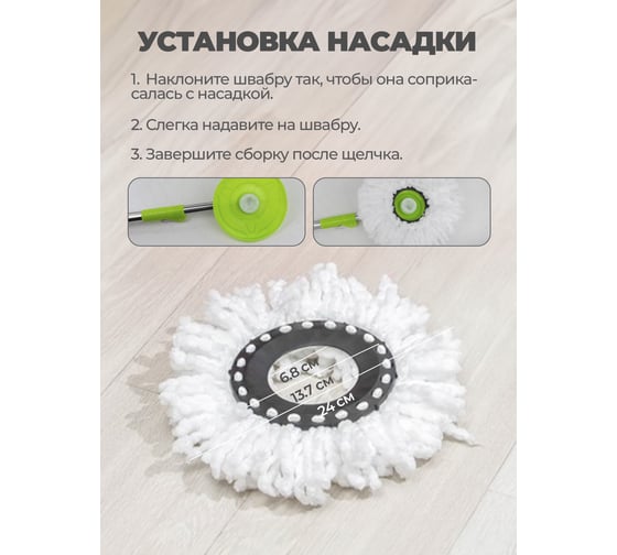 Сменная накладка из микрофибры WMC TOOLS для швабры WMC-19 (2 шт/к-т) WMC-mop19-2pcs(57317)
