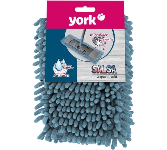 Плоская насадка для швабры/держателя 40 см YORK МОП Salsa карманы, ворсистая микрофибра, ворс 2 см 081310 1