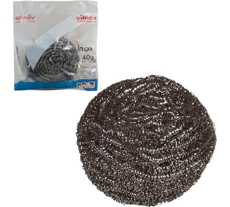 Металлическая губка Vileda Professional Инокс, для стойких загрязнений, нержавеющая сталь, вес 40 602098