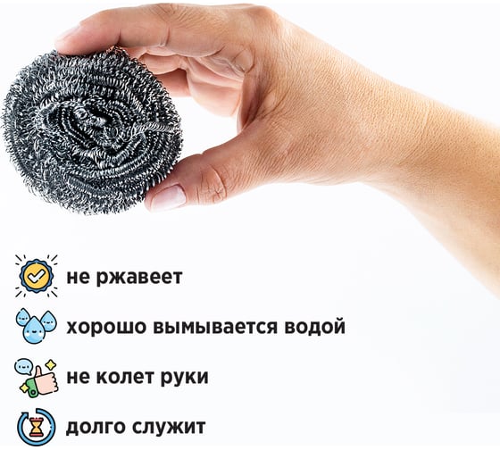 Губка для посуды PATERRA металлическая спираль 402-378