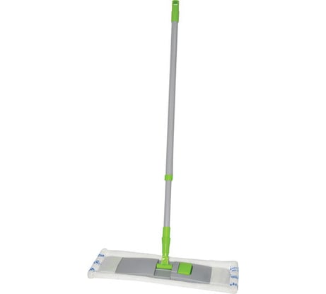 Швабра ЛЮБАША с флаундером 40 см, телескопический черенок 120 см, резьба 1.6 см, микрофибра/абразив 605029