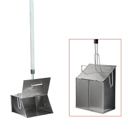 Совок для мусора ОФИСМАГ 24x29 см, закрывающаяся крышка, деревянная рукоятка 75 см, Ловушка, металлический 603586