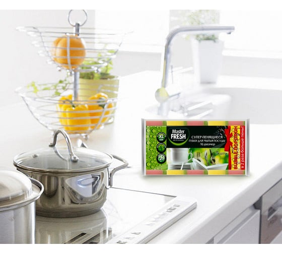 Губки для мытья посуды Master FRESH XL bubble-поролон, 5шт С0006055