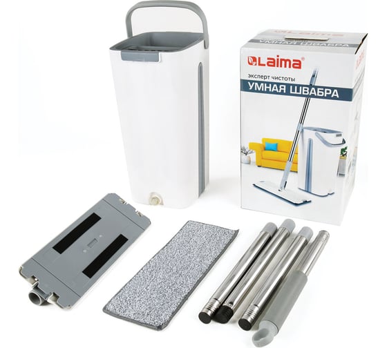 Швабра с отжимом LAIMA Pro Clean комплект для уборки ведро 11 л двухкамерное с отжимом, швабра, моп, усиленная упаковка 880972