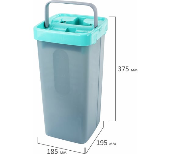 Швабра с отжимом LAIMA Compact Mop комплект для уборки ведро 9 л/7 л двухкамерное с отжимом, швабра, Моп 3 шт., усиленная упаковка 880973