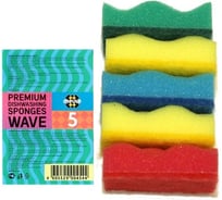 Губка из волнистого поролона Meule PREMIUM Dishwashing sponges WAVE 5 шт. 00-00000089