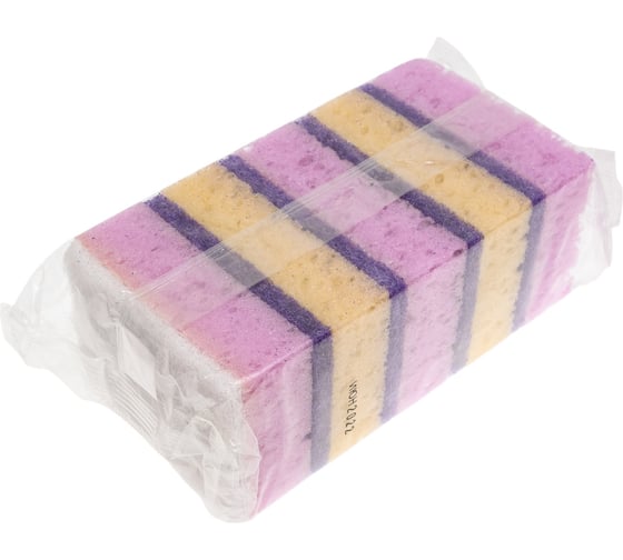 Прямоугольные губки Meule PREMIUM MAXI Dishwashing sponges 4+1 из крупнопористого поролона, сиреневый/бежевый 00-00000097