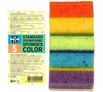 Прямоугольные губки Meule STANDARD Dishwashing sponges COLOR из крупнопористого поролона, 5 цветов, Светофор 00-00000103