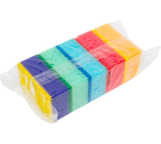 Прямоугольные губки Meule STANDARD Dishwashing sponges COLOR из крупнопористого поролона, 5 цветов, Светофор 00-00000103