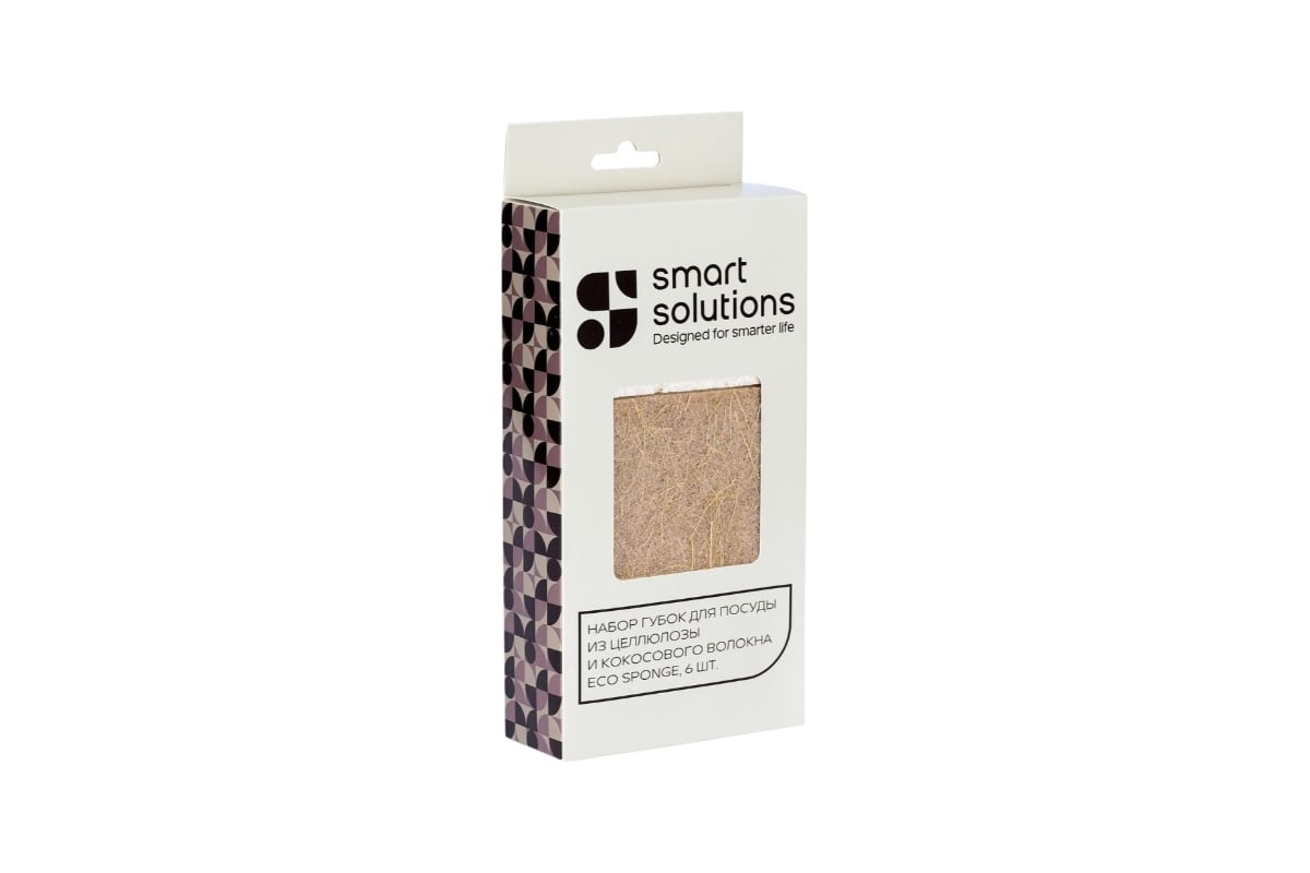 Набор губок для посуды из целлюлозы и кокосового волокна Smart Solutions  Eco Sponge, 6 шт. SS0000101 - выгодная цена, отзывы, характеристики, фото -  купить в Москве и РФ