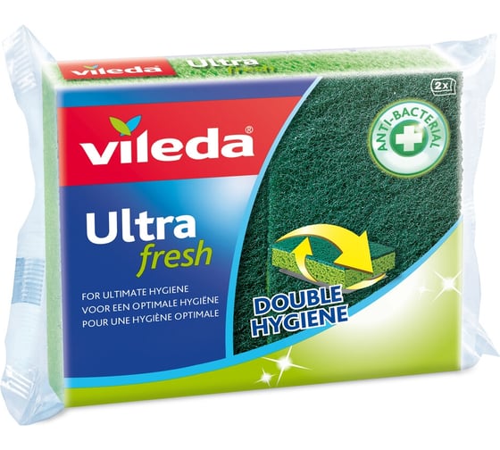 Губка с антибактериальным эффектом Vileda Ultra Fresh 2 шт. в уп., набор 4 шт. 155640/4