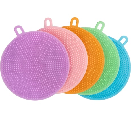 Губки для мытья посуды  Рыжий кот KS-05, 5 шт (диам. 10,5 см) 107556