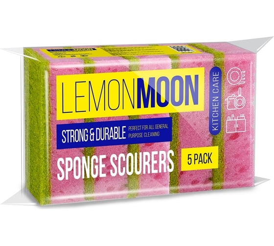 Губка для посуды Lemon Moon 100x71x29 поролон 5 шт. L006 1