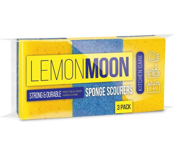 Губка для посуды Lemon Moon 96x64x35 поролон 3 шт. L003