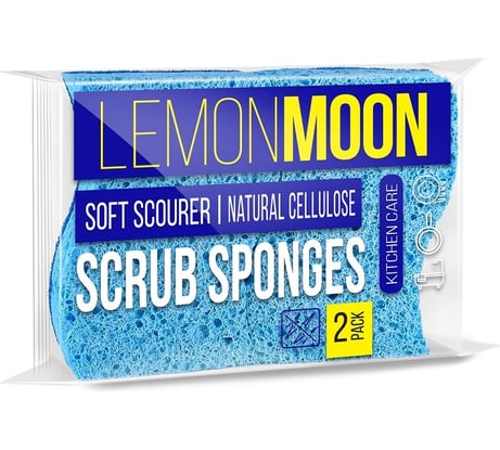Губка для посуды Lemon Moon фигурная волна 110x80x23 целлюлозная 2 шт. L107