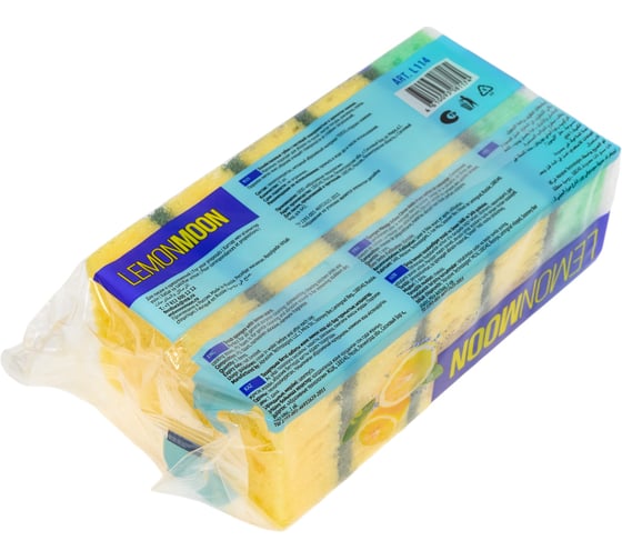 Губка для посуды Lemon Moon Лимон 100x71x36 поролон 5 шт. L114