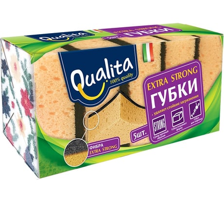 Кухонные губки QUALITA EXTRA STRONG 5 шт. 6105