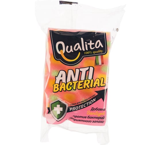 Поролоновая губка QUALITA ANTIBACTERIAL 1шт 7410