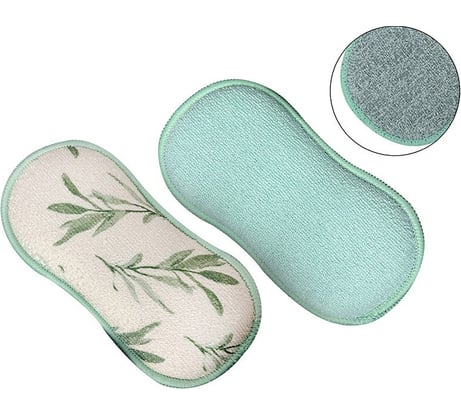 Двухсторонняя губка-скраб Рыжий кот 19x9,5 см 2 шт, микрофибра+абразив 107843