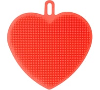 Силиконовая щетка для мытья посуды, овощей и фруктов МУЛЬТИДОМ Сердце 12x12,5 см VL58-8