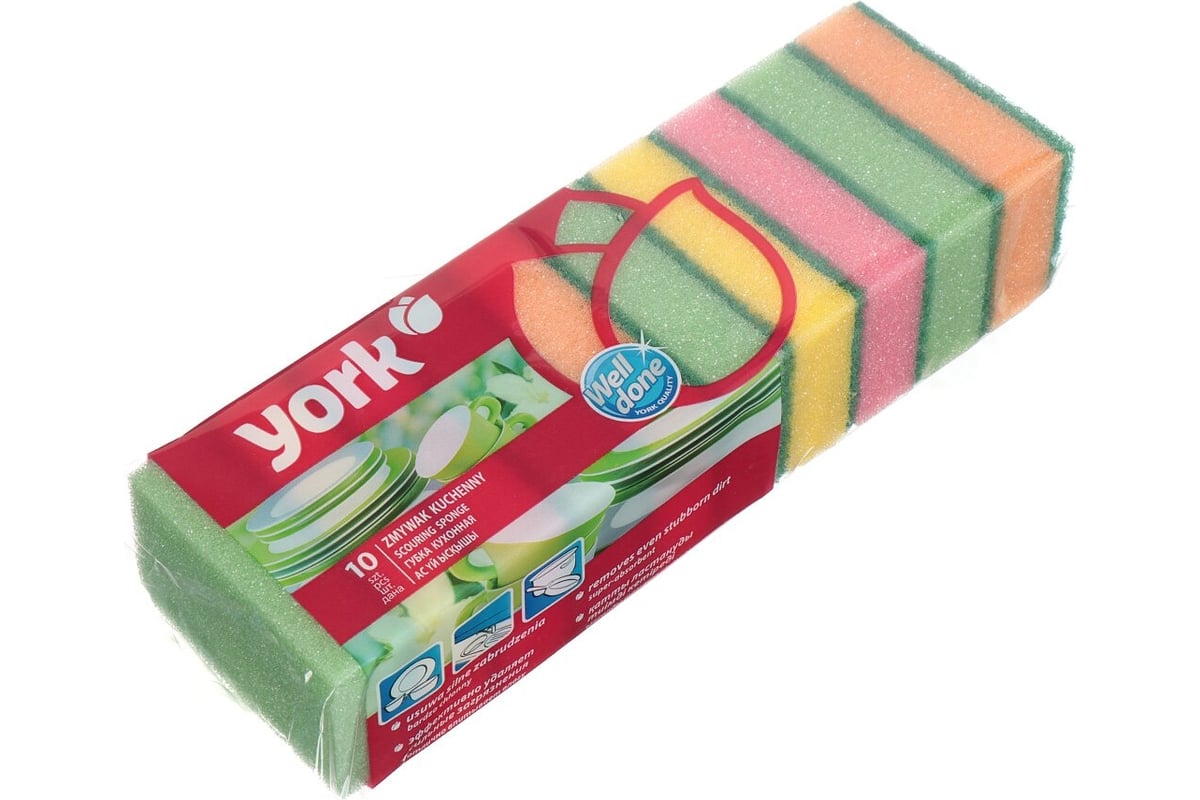Кухонная губка YORK Джамбо 10 шт. 030030 - выгодная цена, отзывы ...