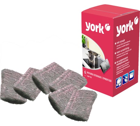 Металлическая губка YORK с пропиткой, 6 шт. 005010