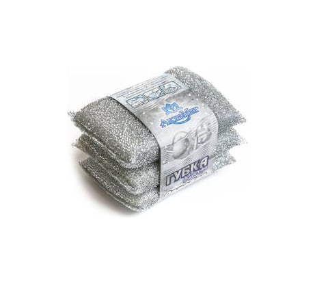 Посудная губка Аквамаг серебро 3 шт МГП-004