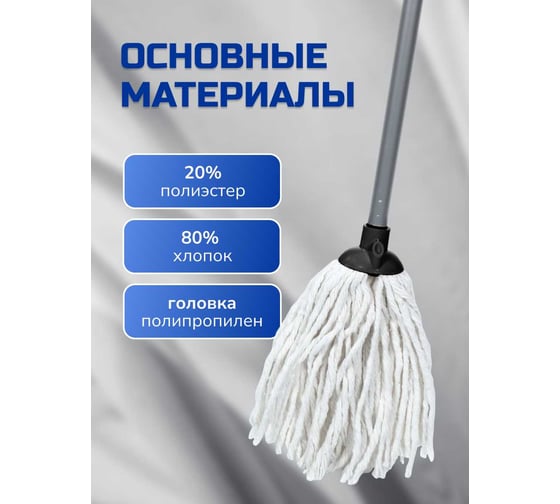 Швабра моп In'Loran веревочная 180 г, черный SMP-101BK