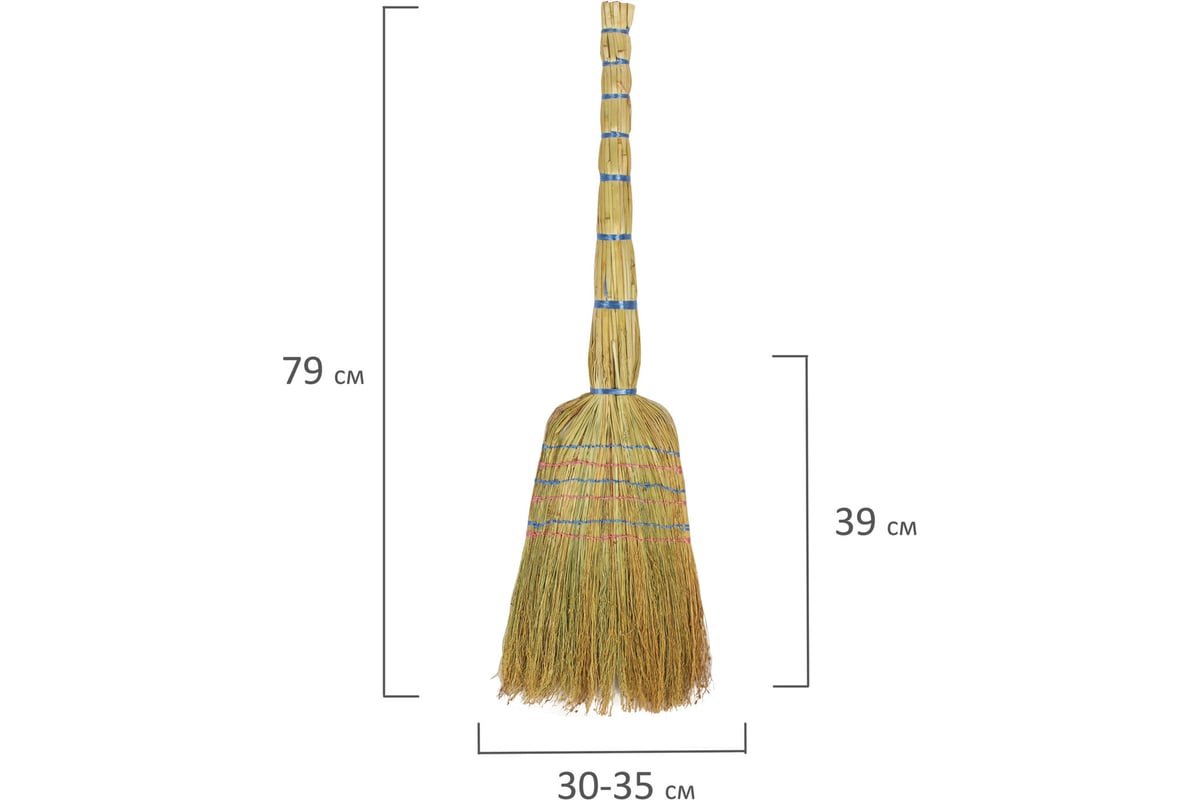 Веник сорго 6-ти прошивной ЛЮБАША ПРЕМИУМ, 400-440 г, ширина метелки 30-35 см, длина 79 см, 604230