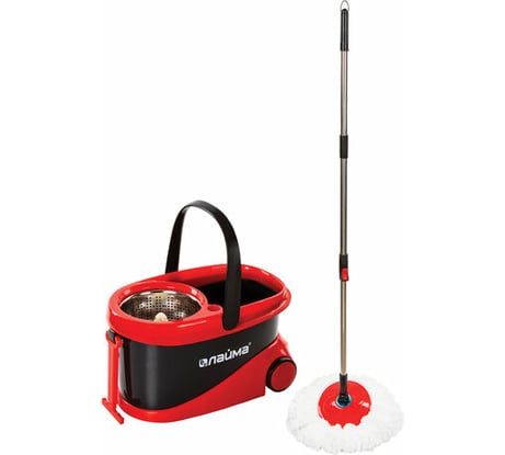 Набор для уборки LAIMA, ведро 19л/9л с отжимом на колесах, швабра с кругл насадкой 2шт кольцо 606303